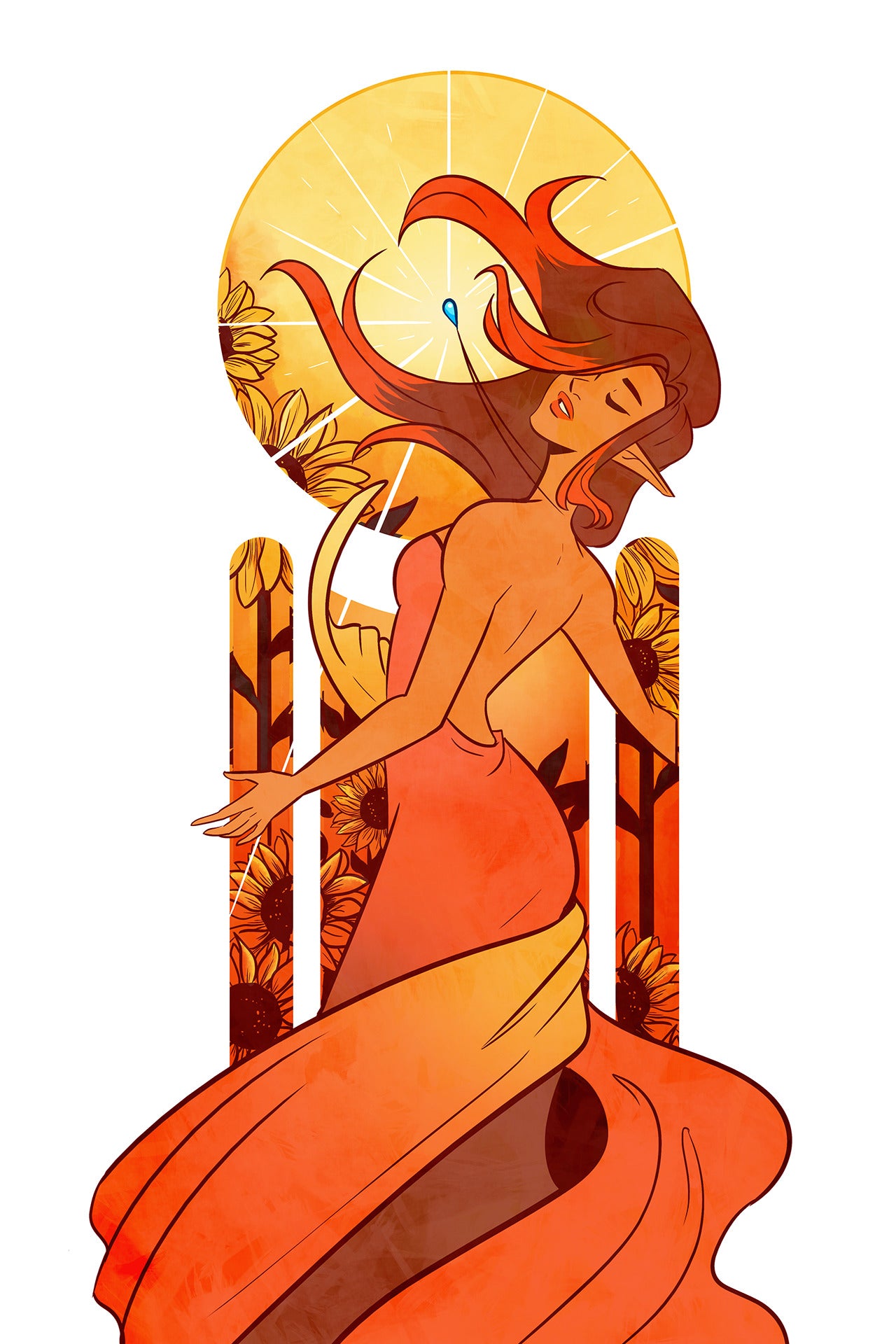Sunflower Nouveau Poster